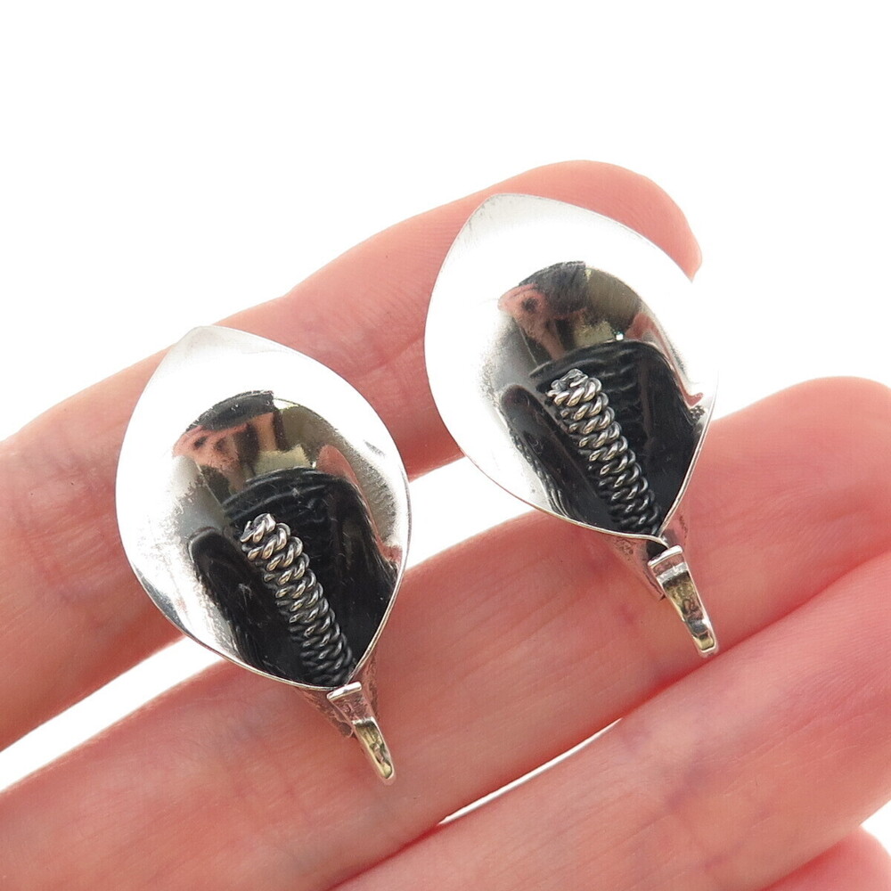 Niels Erik From 925S Sterling Silver Vintage Denmark Calla Lily Clip On Earrings